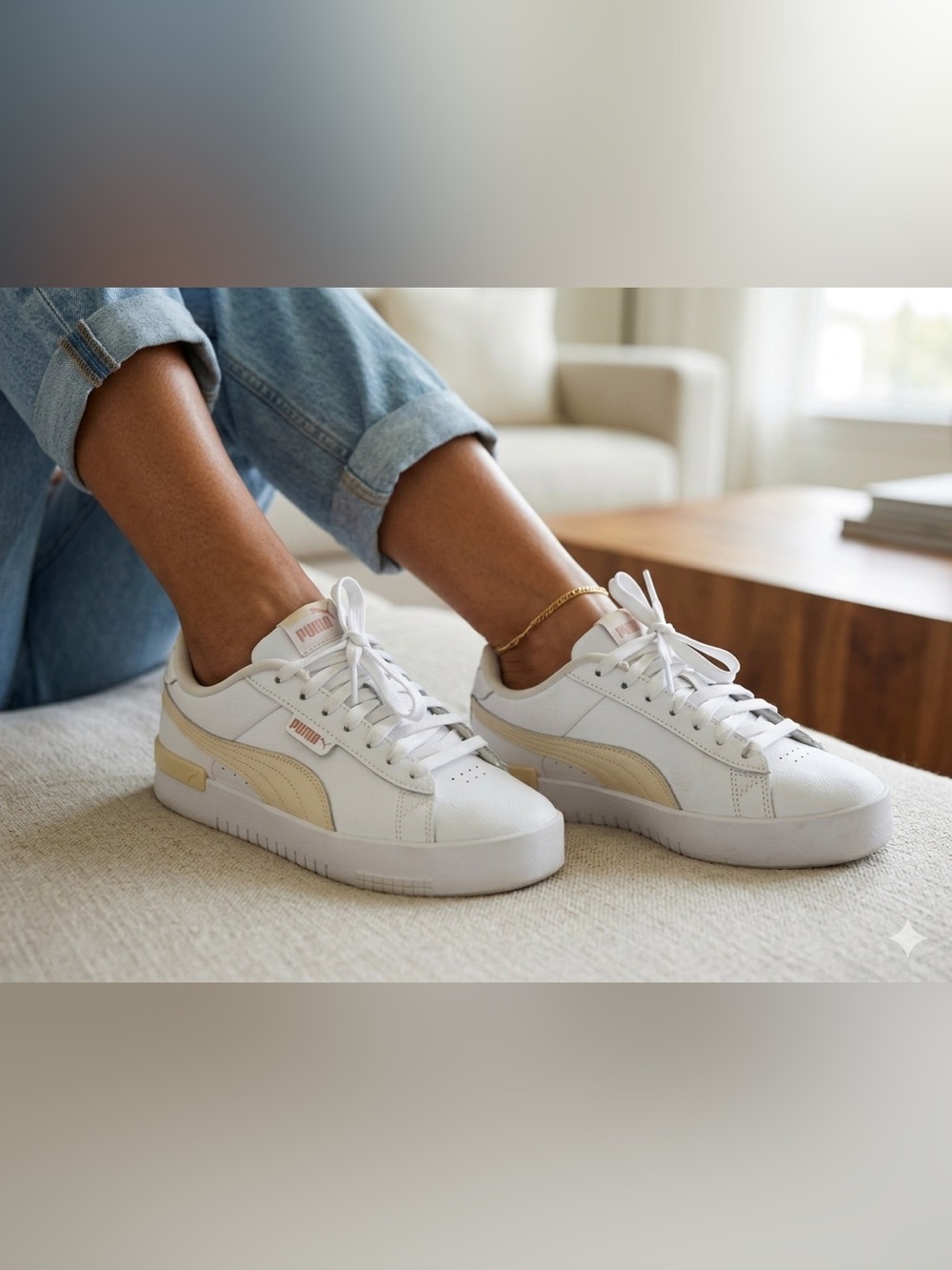 Puma Women’s White Sneakers with Cream Accents